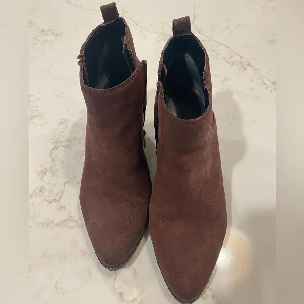 Franco Sarto Women's Burgundy Cordovan Red Suede Leather Boots Booties Size 7.5
